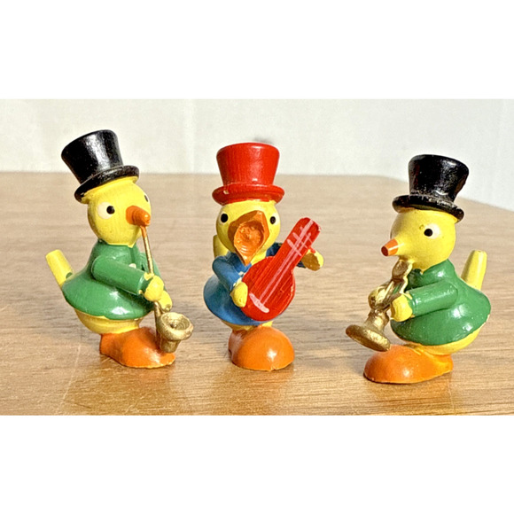 Vintage Other - Vintage Small Wooden Duck Band Mini Figures Sevi? Italian Cake Topper Birds 1960